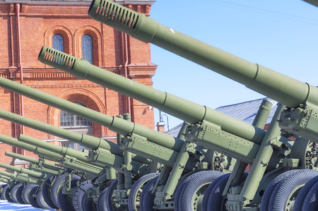 SAINT PETERSBURG, RUSSIA - MARCH 31, 2018: Artillery gun of the Second World War on courtyard of Military History Museum of artillery, engineer and signal corps in St. Petersburgのeditorial素材
