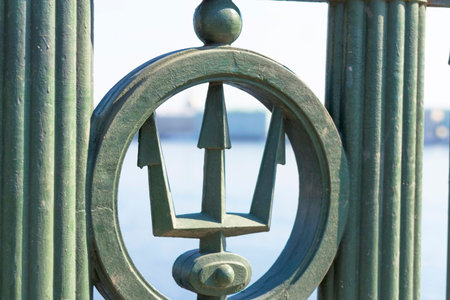 Fragment of the lattice of the Palace Bridge across the Neva Riv