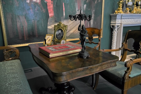 SAINT PETERSBURG, RUSSIA - MARCH 16, 2019: interior one of the halls of the Catherine palace, Tsarskoye Selo, Pushkin, in Saint-Petersburg, Russiaのeditorial素材