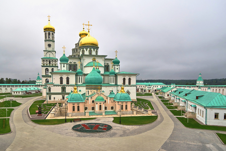 View of the New Jerusalem Monastery in Istria on a cloudy day. Moscow region, Russiaのeditorial素材