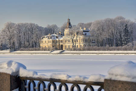 View of a beautiful mansion on the banks of the Malaya Nevka embankmentのeditorial素材