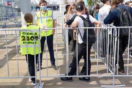 Saint Petersburg, Russia - June 12, 2021: Pass for volunteers to Zenit Stadium during Euro 2020 championship in Petersburgのeditorial素材