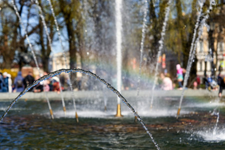 City fountain in one of the central squares in Saint Petersburgのeditorial素材