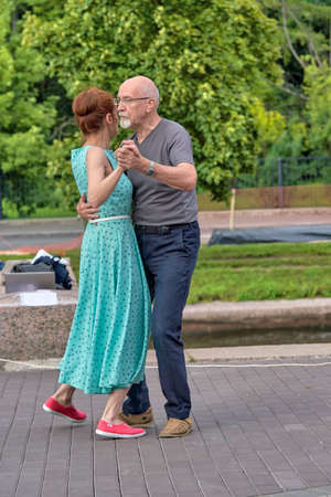 Saint Petersburg, Russia - August 15, 2020: Dancing couples in the city park, summer Petersburgのeditorial素材