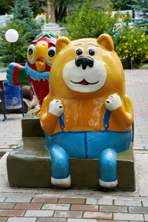 Bakhchisaray, Crimea, Russia - July 06, 2021: Figures of various cartoon characters in Bakhchisarai miniature park, Crimeaのeditorial素材