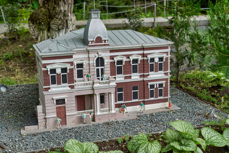 Bakhchisaray, Crimea, Russia - July 06, 2021: Bakhchisarai park of miniatures. Crimea in miniature on the palmのeditorial素材