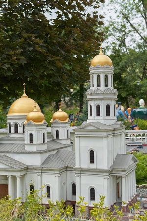 Bakhchisaray, Crimea, Russia - July 06, 2021: Bakhchisarai park of miniatures. Crimea in miniature on the palmのeditorial素材