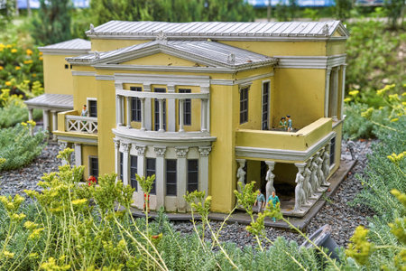 Bakhchisaray, Crimea, Russia - July 06, 2021: Bakhchisarai park of miniatures. Crimea in miniature on the palmのeditorial素材