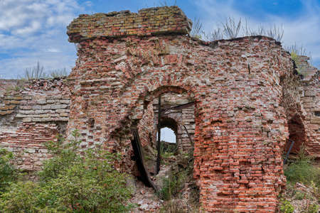 A destroyed brick building on the territory of the Oreshek fortress, red brick ruinsのeditorial素材