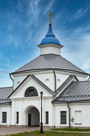 View of the courtyard of the Konevsky Monasteryの写真素材