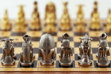Chess pieces are placed on the board before the start of the gameの写真素材