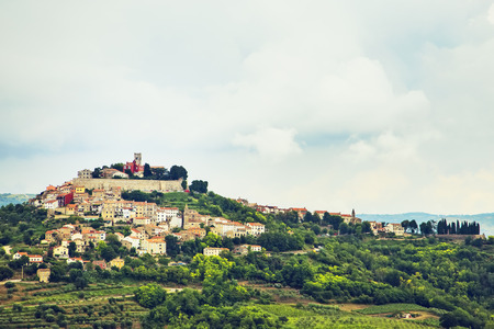 City Motovun on top of the hill in Istriaの写真素材