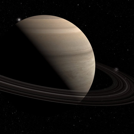 planet saturn with rings on the space background