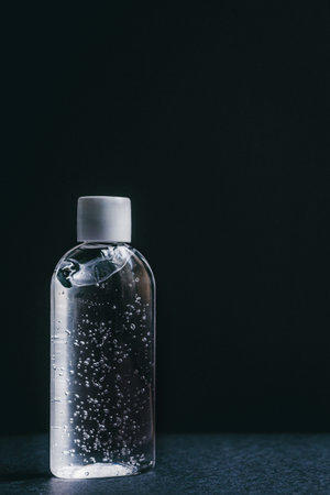 Bottle with antibacterial hand gel. Clean hands. Health. Coronavirus.