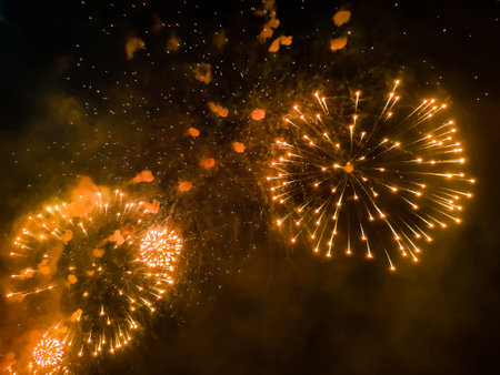 Beautiful festive fireworks at night. High quality photoの写真素材