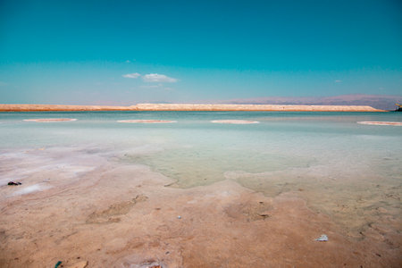 Panoramic view of the Dead Sea, a view of the mountain landscape in southern Israel. High quality photoの写真素材