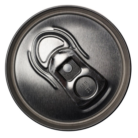 closed aluminum can top isolated against a white background