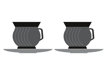 Design of black color tea cups with saucer.のイラスト素材