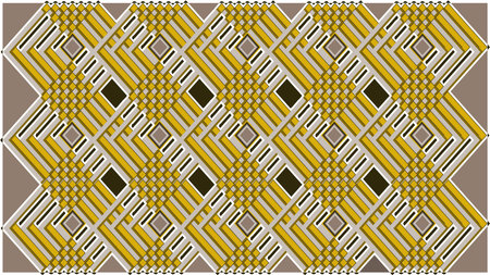 Picture of a golden abstract strips vector graphic design having in black dots.