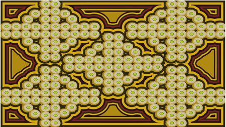 Picture of green color, round  abstract buttons vector art having in golden background.のイラスト素材