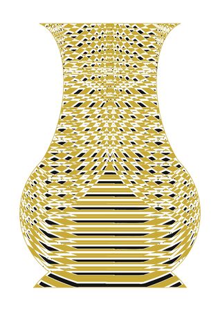 Image of an abstract design, pottery shape, flower vase vector graphic design in golden color.のイラスト素材
