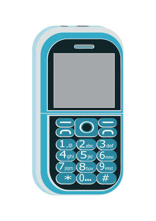 Picture of a blue color, keypad mobile phone, vector graphic design having in white background.のイラスト素材