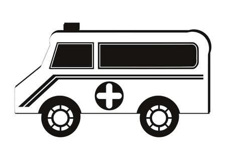 Picture of an Ambulance that takes patients to the hospital, vector graphic design in black and white color.のイラスト素材