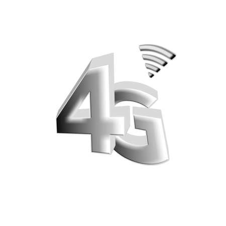 An Illustration of a silver color 4g icon, isolated on a white background.の写真素材