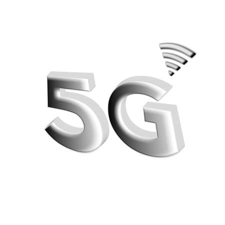 Illustration of a silver color 5g network icon, isolated on a white backgroundの写真素材