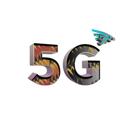 An Illustration of abstract texture 3d 5G network, isolated on a white background