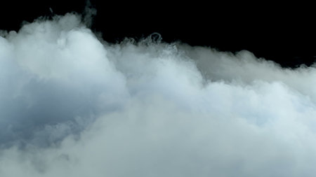 Photo of Realistic Clouds, Smoke, Dry Ice Smoke Texture on black dark Background. For website background, print wallpapers, office or design element, posters and more.の写真素材