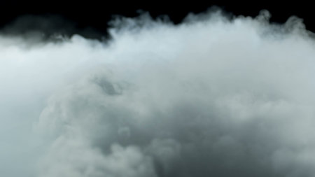 Photo of Realistic Clouds, Smoke, Dry Ice Smoke Texture on black dark Background. For website background, print wallpapers, office or design element, posters and more.の写真素材