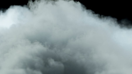 Photo of Realistic Clouds, Smoke, Dry Ice Smoke Texture on black dark Background. For website background, print wallpapers, office or design element, posters and more.の写真素材