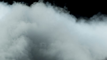 Photo of Realistic Clouds, Smoke, Dry Ice Smoke Texture on black dark Background. For website background, print wallpapers, office or design element, posters and more.の写真素材