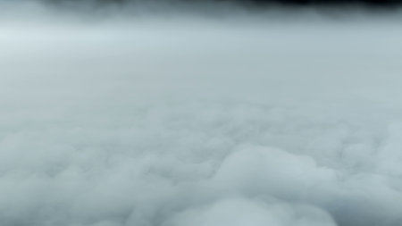 Photo of Realistic Clouds, Smoke, Dry Ice Smoke Texture on black dark Background. For website background, print wallpapers, office or design element, posters and more.の写真素材