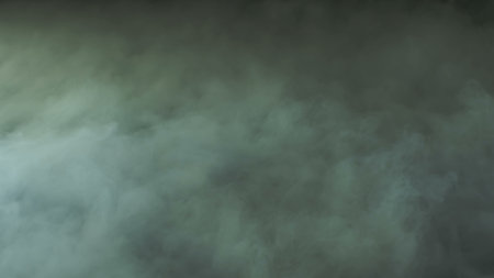 Photo of Realistic Clouds, Smoke, Dry Ice Smoke Texture on black dark Background. For website background, print wallpapers, office or design element, posters and more.の写真素材