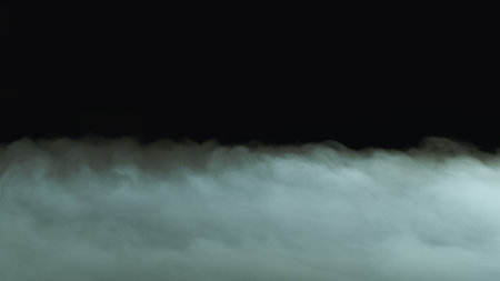 Photo of Realistic Clouds, Smoke, Dry Ice Smoke Texture on black dark Background. For website background, print wallpapers, office or design element, posters and more.の写真素材