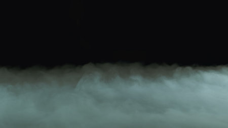 Photo of Realistic Clouds, Smoke, Dry Ice Smoke Texture on black dark Background. For website background, print wallpapers, office or design element, posters and more.の写真素材