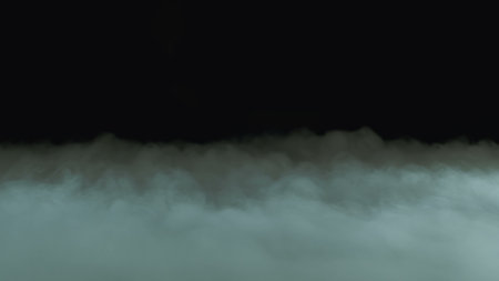 Photo of Realistic Clouds, Smoke, Dry Ice Smoke Texture on black dark Background. For website background, print wallpapers, office or design element, posters and more.の写真素材