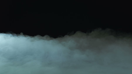 Photo of Realistic Clouds, Smoke, Dry Ice Smoke Texture on black dark Background. For website background, print wallpapers, office or design element, posters and more.の写真素材