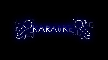 Text sign bulbs LED pixels, light flashing, blinking lights advertising banner. Light Text Logo. Digital Display.の写真素材