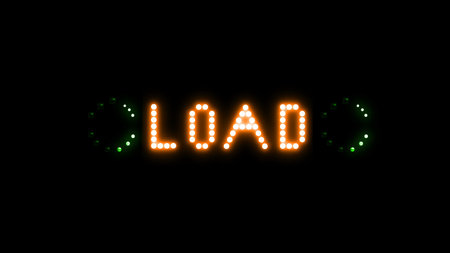 Text sign bulbs LED pixels, light flashing, blinking lights advertising banner. Light Text Logo....