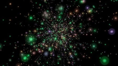 Abstract Creative Particles space bokeh and glowing stars background.の写真素材