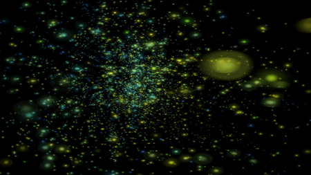 Abstract Creative Particles space bokeh and glowing stars background.の写真素材
