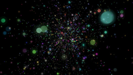 Abstract Creative Particles space bokeh and glowing stars background.の写真素材