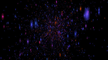 Abstract Creative Particles space bokeh and glowing stars background.
