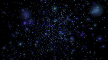 Abstract Creative Particles space bokeh and glowing stars background.の写真素材