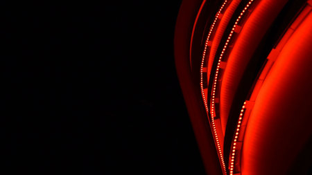 Stage decorations with changing light colors. Led Lights flashing Wall Banner on Stage.
