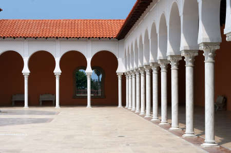 Yard and covered gallery of the Ralli museum of modern Latin American Art. Caesarea, Israelの写真素材