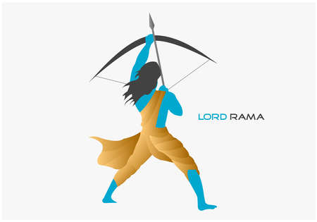 vector illustration of blue colour angry indian lord Ram logo design isolated on white backgroundのイラスト素材